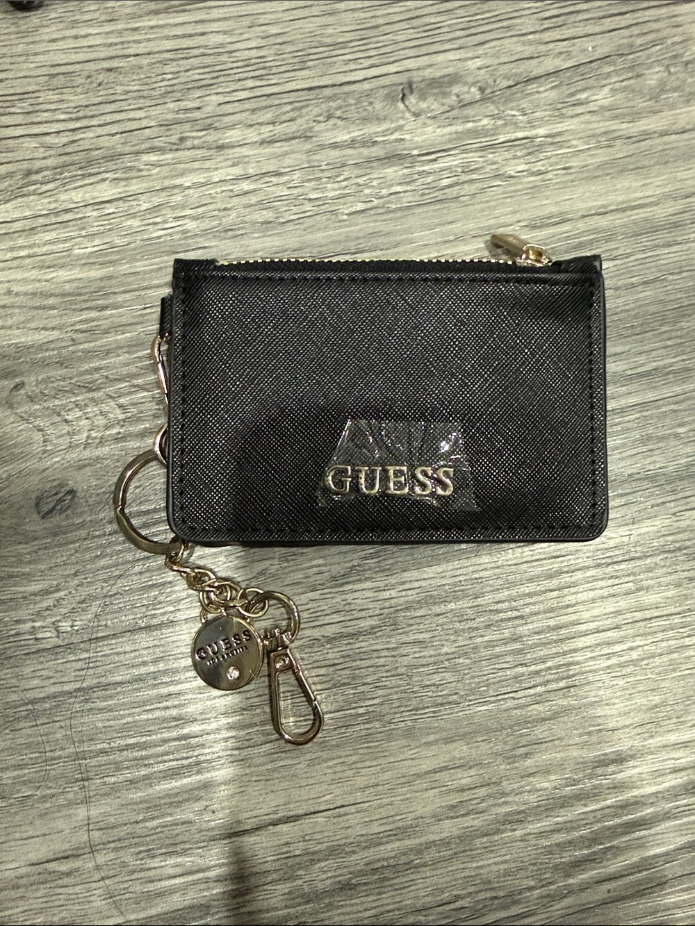 Guess Black Card Case with Gold Keychain Charm